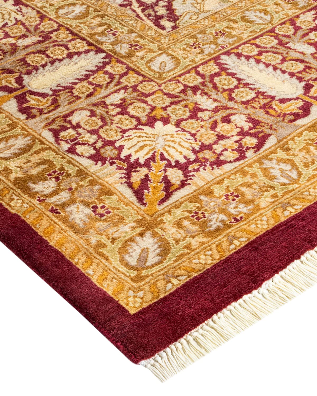 Handmade Traditional Oriental Mogul Purple 8x10 Wool Area Rug - One of a Kind Hand Knotted Solo Rugs for Living Room, Bedroom & Home Decor