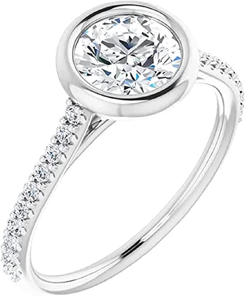 1.25ct Round Brilliant Moissanite Engagement Ring - Bezel Set Wedding Band, Handcrafted Anniversary Ring for Women - Perfect for Proposals, Weddings & Special Occasions