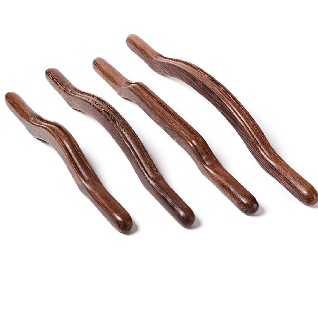 JCSKY 4-Piece Wooden Gua Sha Massage Sticks Set - Trigger Point Therapy & Myofascial Release Tools for Muscle Pain Relief, Physiotherapy, and Body Recovery - Perfect for Soothing Cramps, Sore Muscles, and Post-Workout Recovery
