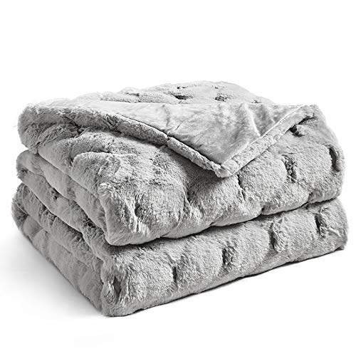 Faux Fur Ultra-soft Grey Weighted Blanket