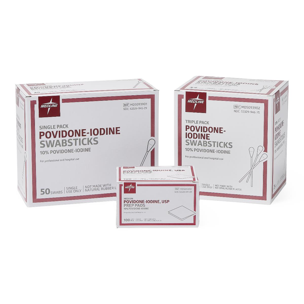 Povidone Iodine Swabsticks - Sterile Antiseptic Wound Care Sticks (50 Count Box) | First Aid, Minor Cuts & Surgical Prep | Medical, Home & Travel Use