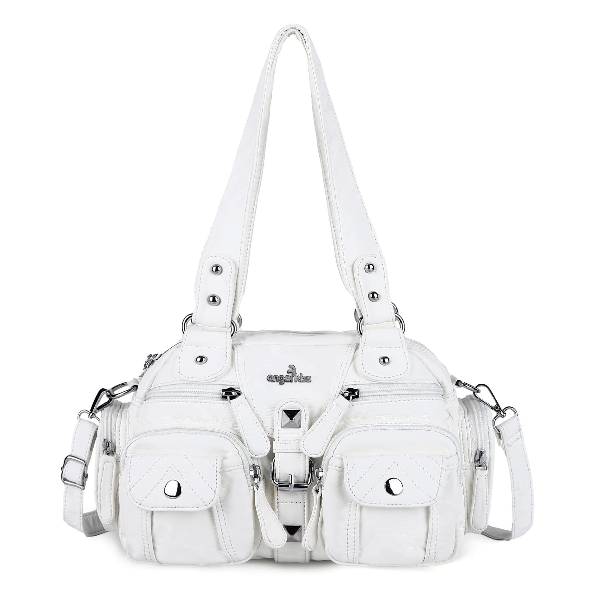 Angel Kiss Women's Hobo Crossbody Shoulder Bag - Multipocket Soft Leather Handbag with Removable Strap | Perfect for Work, Travel & Everyday Use