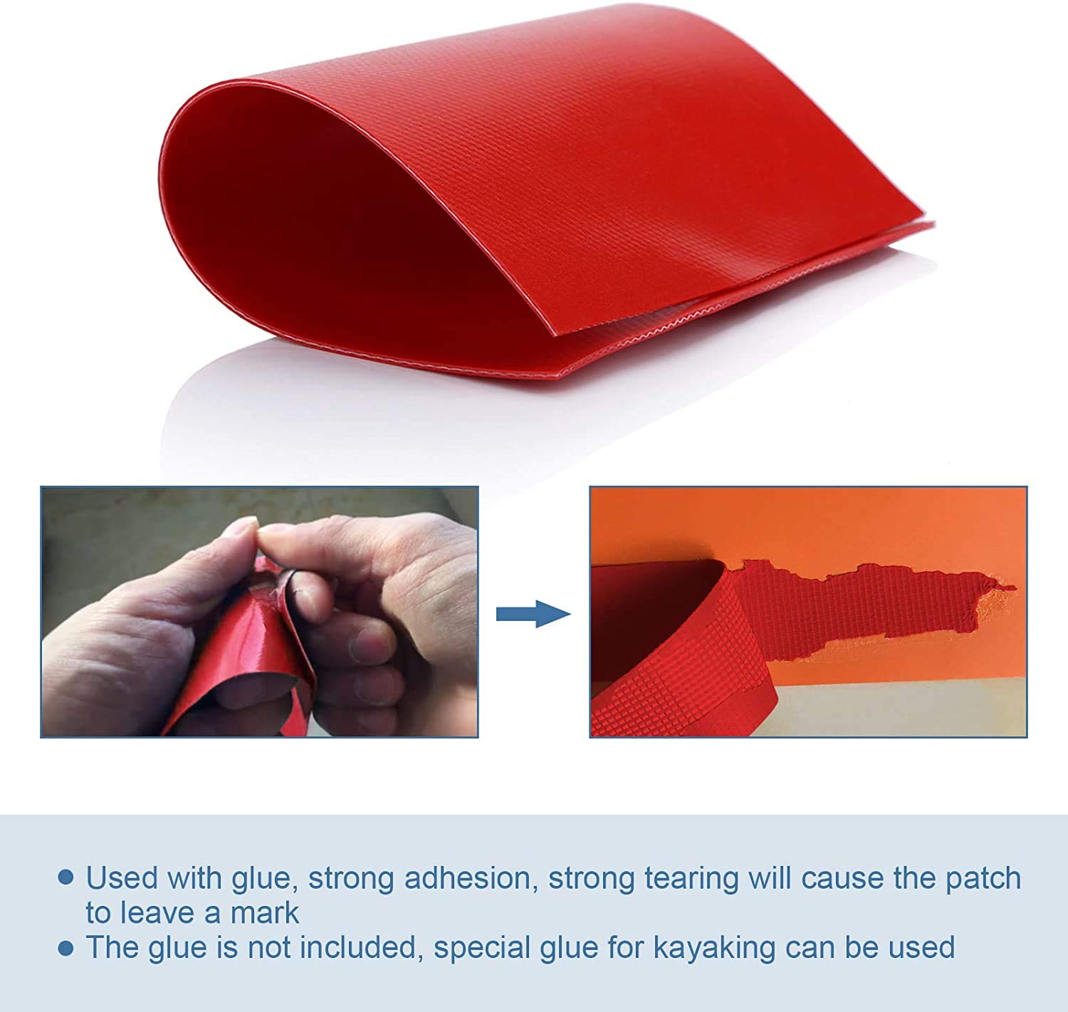 Vbestlife 6Pcs PVC Patch Repair Kit for Inflatable Raft, Boat, Canoe & Kayak - Waterproof Adhesive Patches (Red) - Emergency Repair Accessories for Outdoor Water Sports & Pool Toys
