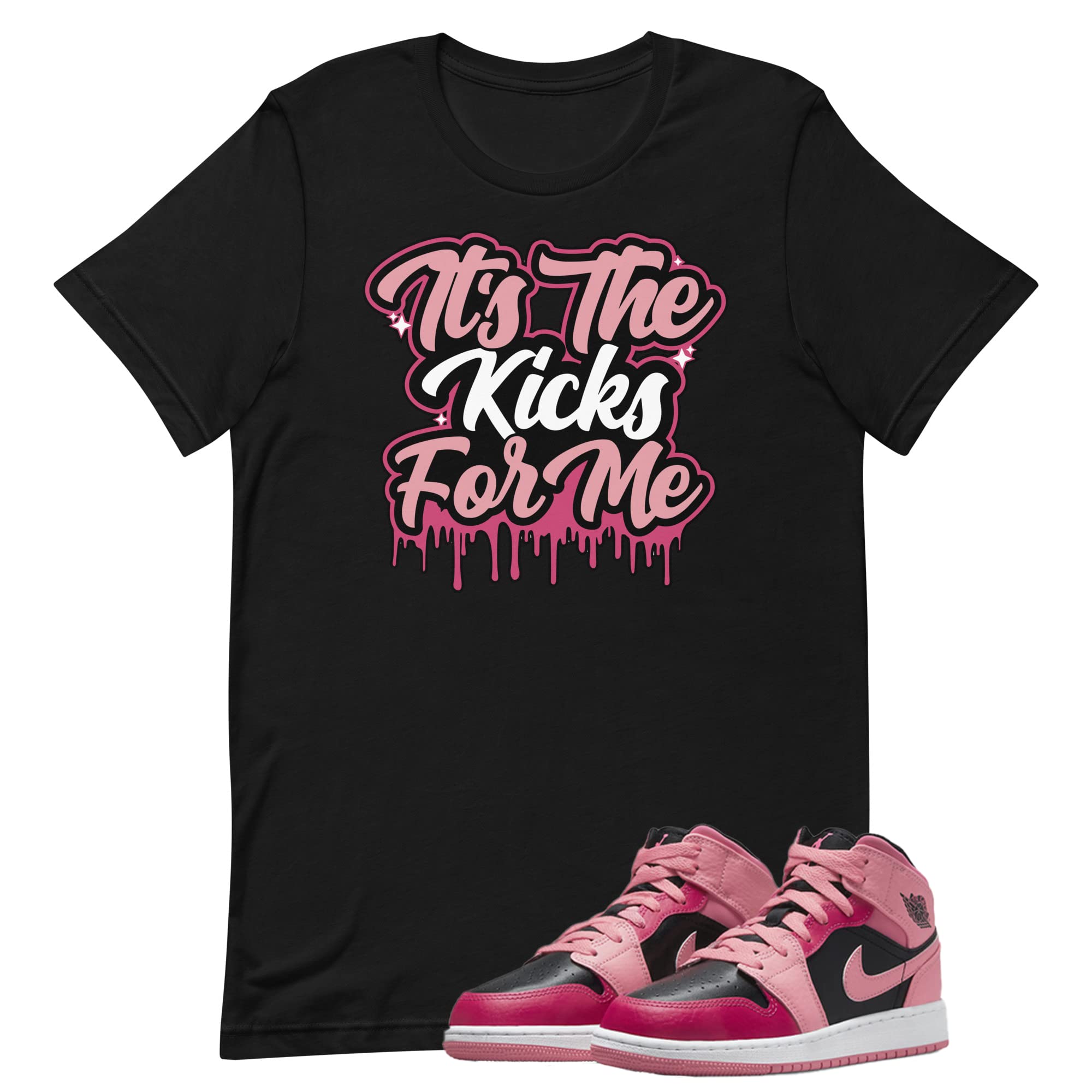 Jordan 1 Mid Coral Chalk Pinksicle Pink T-Shirt - Stylish Streetwear for Sneaker Enthusiasts | Perfect for Casual Wear, Sneaker Events & Basketball Games