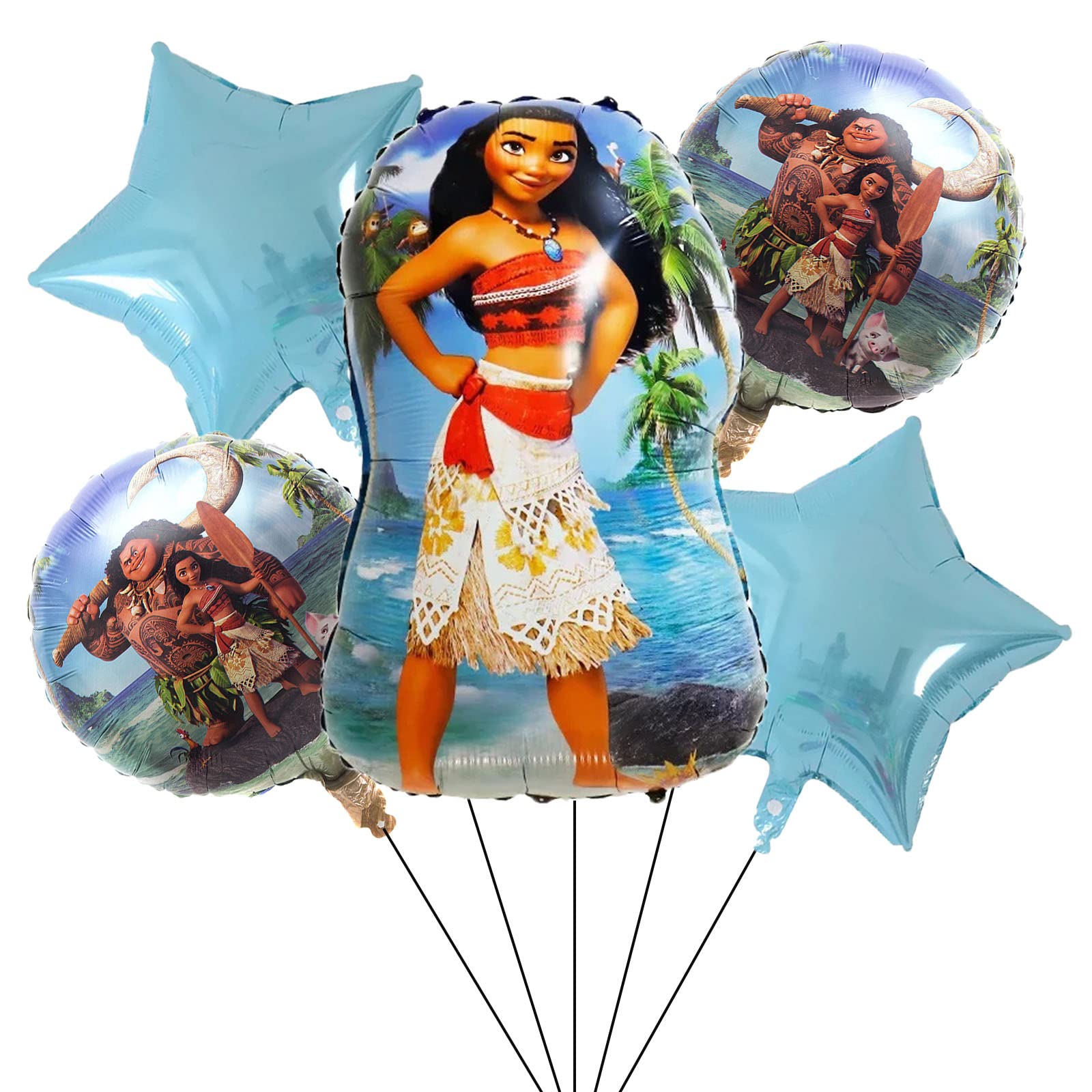 Moana Foil Balloons - Disney Moana Themed Party Decorations for Kids Birthday, Baby Shower & Hawaiian Luau Events - Perfect for Disney Party, Ocean Theme Celebration & Tropical Decor