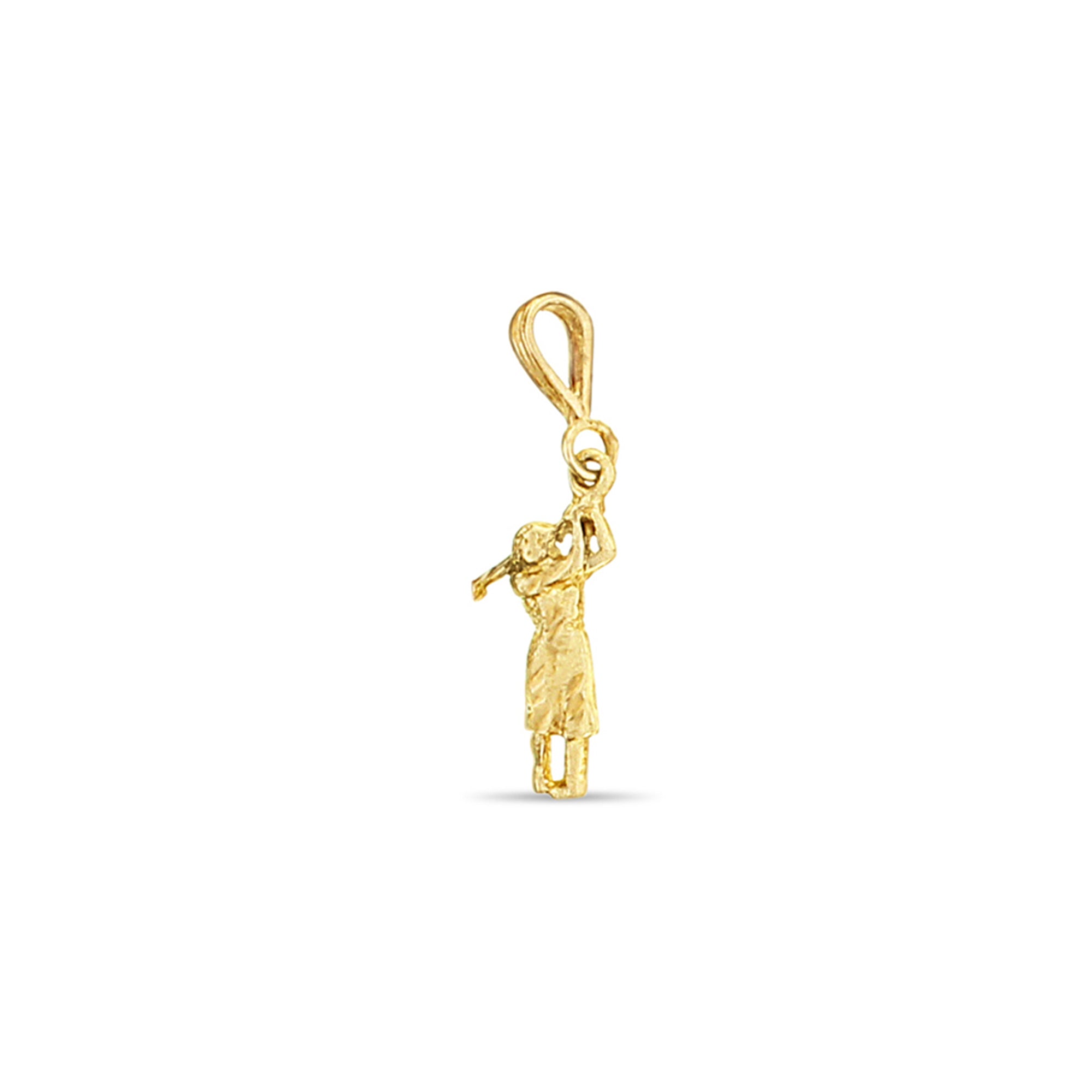 14K Yellow Gold Diamond-Cut Golf Pendant Necklace for Women - Perfect Gift for Female Golfers & Sports Enthusiasts