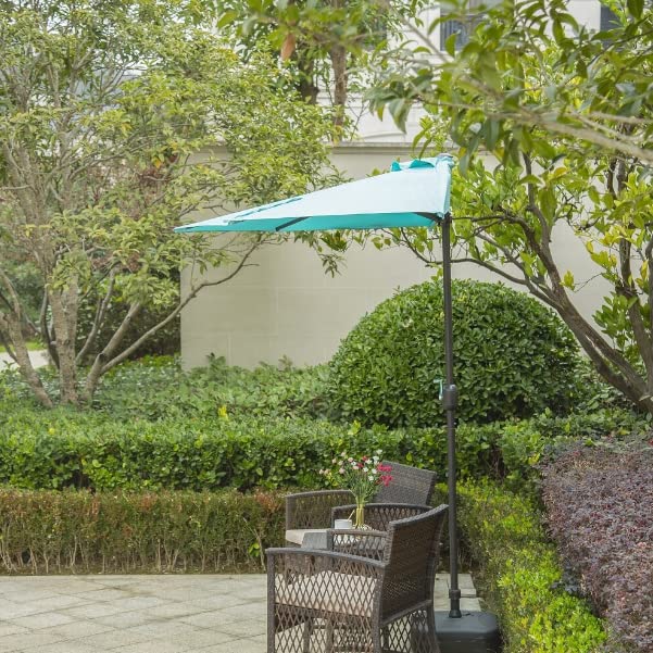 WO Home Furniture 9 FT Half Outdoor Market Patio Umbrella with Weighted Base Kit - Perfect for Backyard, Garden, Poolside, and Outdoor Dining Areas