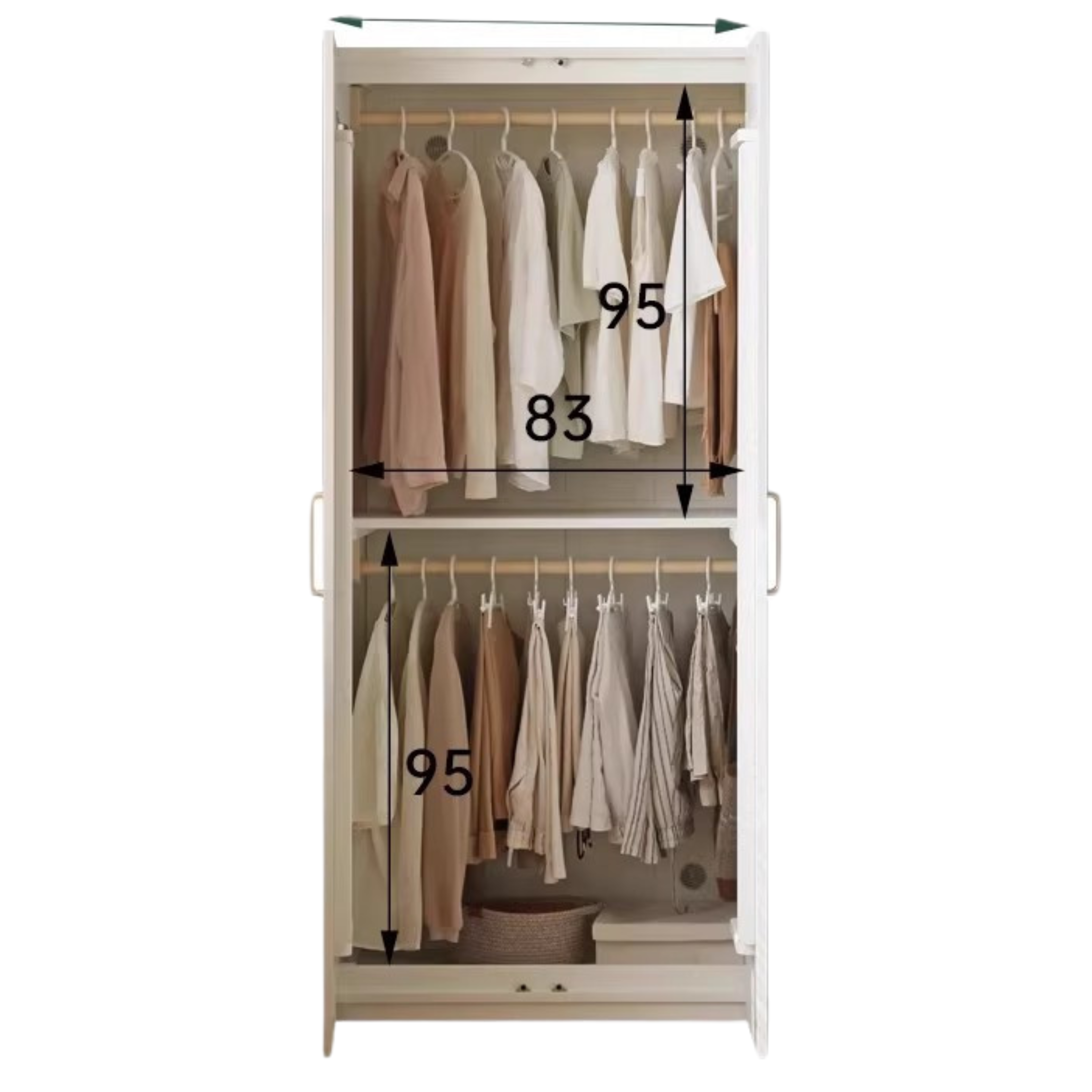 French Cream Pine Solid Wood Wardrobe - Elegant Vintage Closet for Bedroom, Living Room & Guest Room Storage