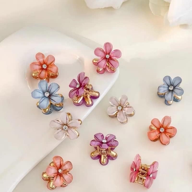 12Pcs Small Hair Clips for Women - Butterfly & Flower Hair Accessories, Tiny Claw Clips for Fine Hair, Cute Fancy Hairpins for Daily Wear, Parties & Weddings
