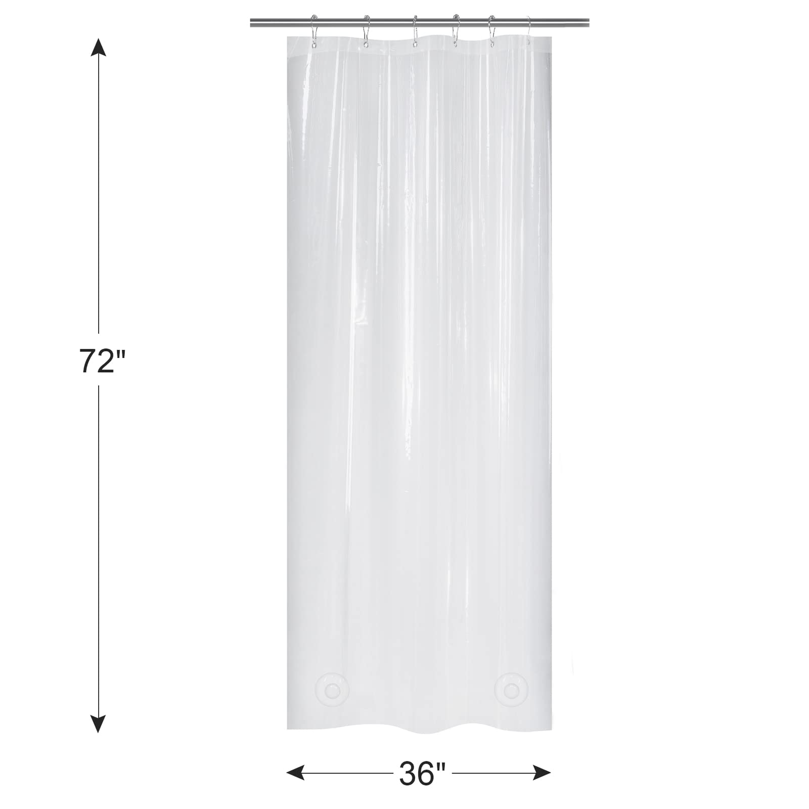 AmazerBath 36x72 Inch Heavy Duty Clear PEVA Shower Curtain - Waterproof Plastic Walk-in Shower Stall Liner with 2 Weighted Stones & 6 Grommet Holes - Perfect for Small Bathrooms, RV Showers & Apartment Bathrooms