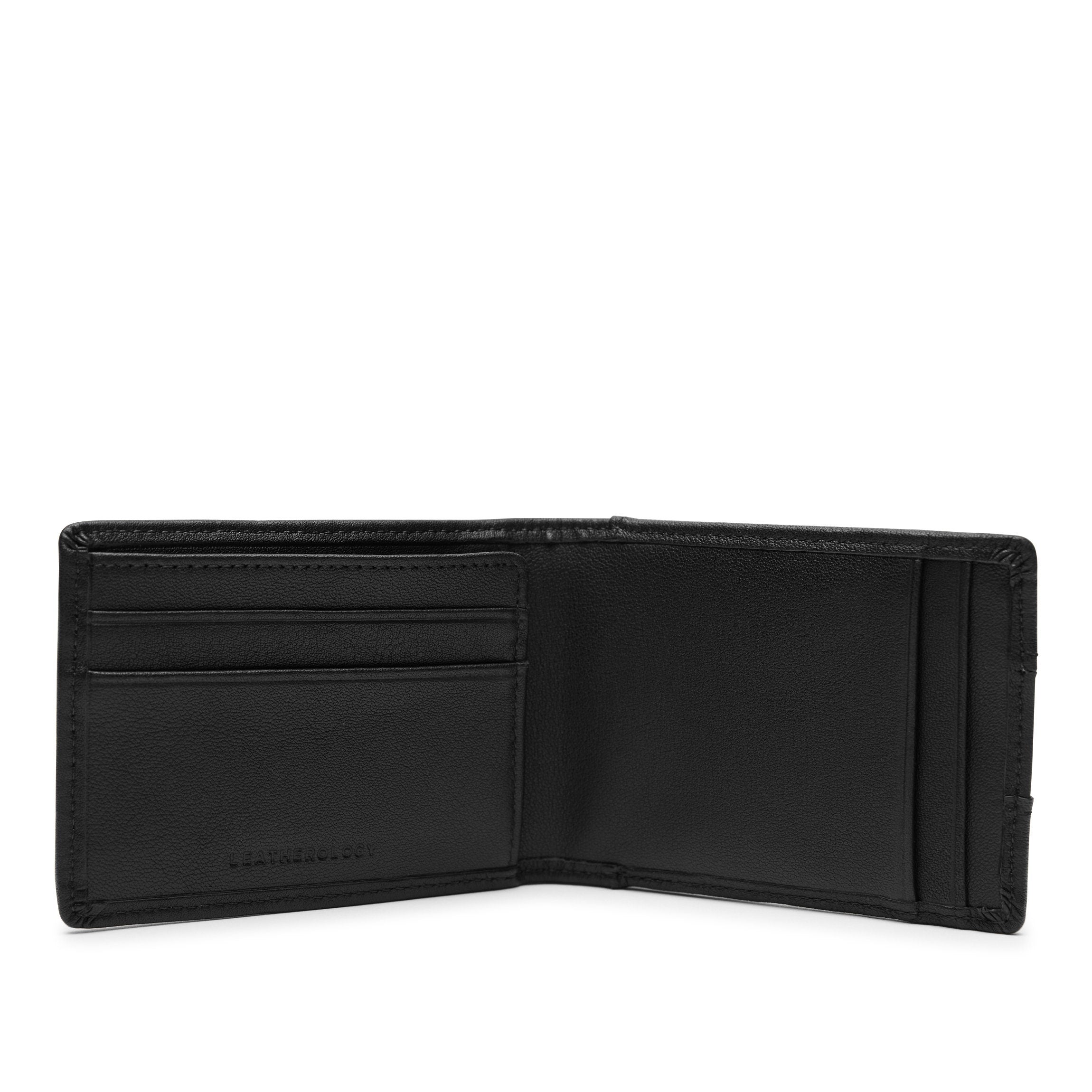 Slim Utility Card Wallet - RFID Blocking Minimalist Wallet for Men & Women - Black Oil Leather - Perfect for Travel, Business & Everyday Carry