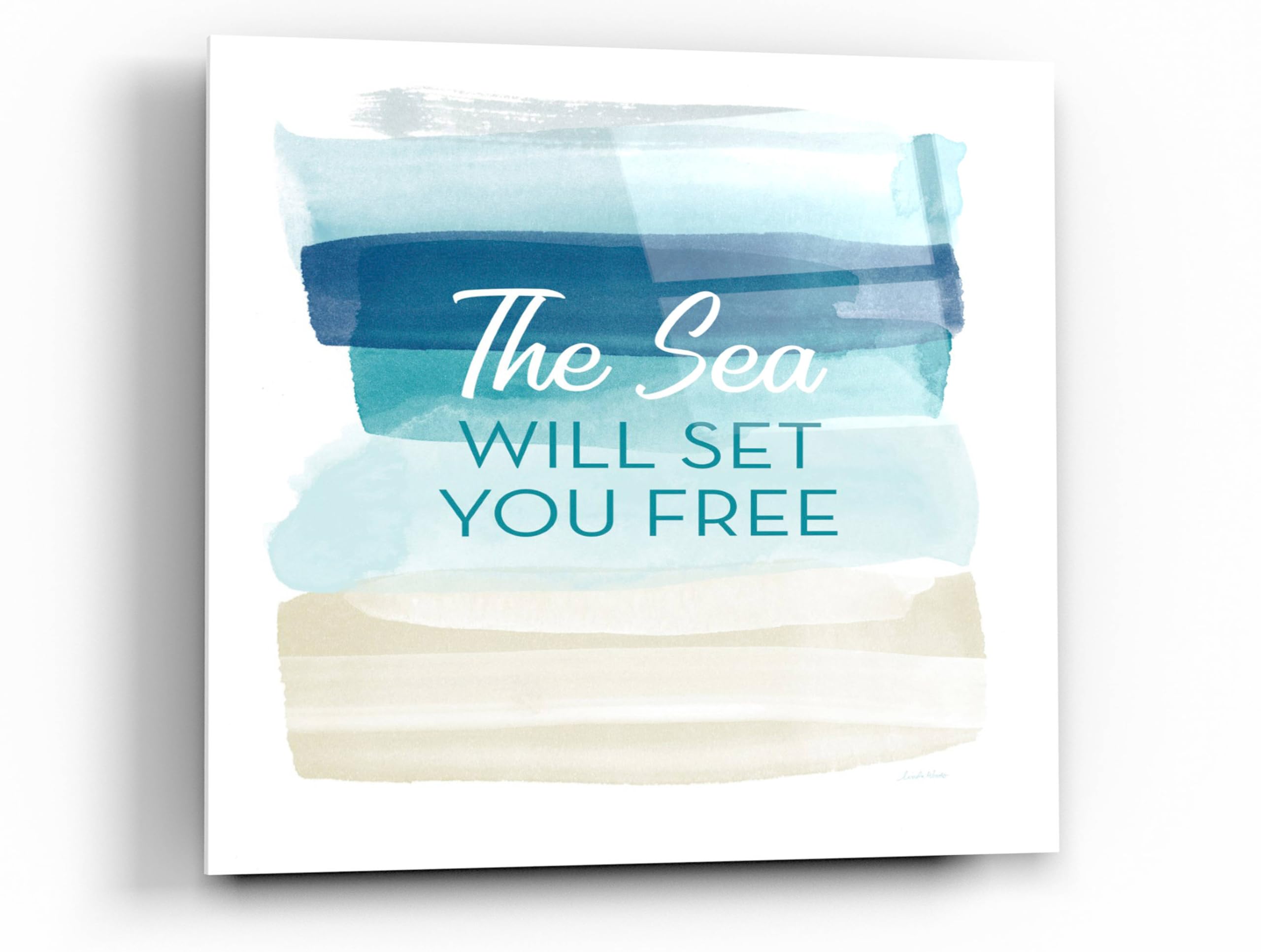 Epic 'Sea Will Set You Free' Acrylic Glass Wall Art by Linda Woods - 36x36 Inch Ocean Wave Painting, Modern Home Decor for Living Room, Bedroom & Office