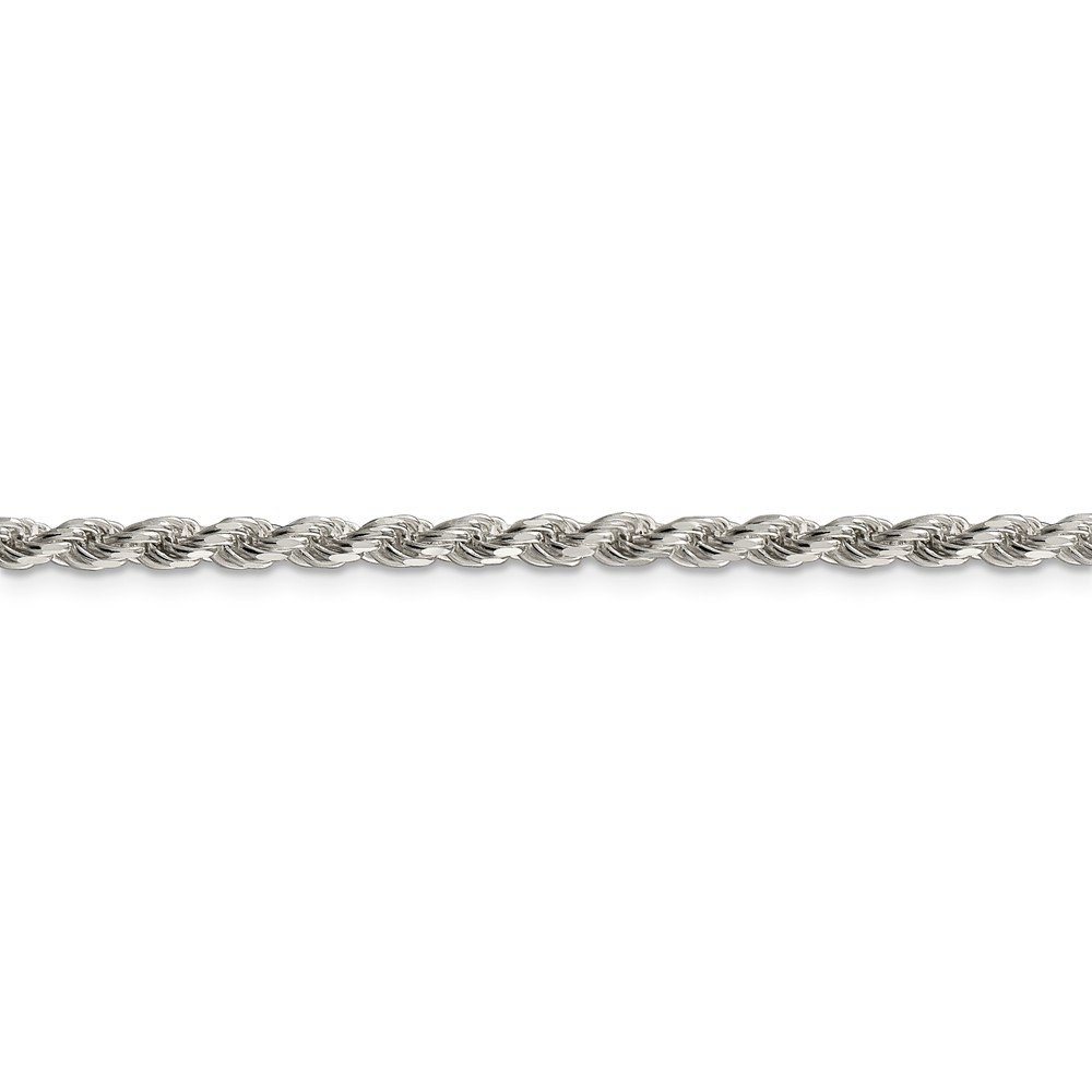 925 Sterling Silver 3mm Diamond-Cut Rope Chain Necklace for Women & Men - Lobster Clasp Secure Closure - Perfect for Layering, Gifts & Everyday Wear
