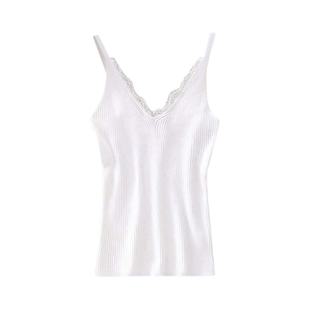 Women's Fashion V-Neck Lace Crop Tops - Sleeveless Knit Tank Top for Casual Wear, Summer Outfits, and Layering