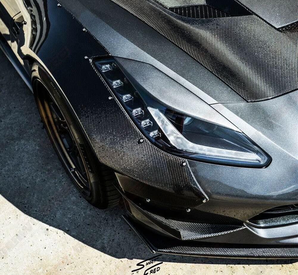 Carbon Fiber Front Bumper Canards Splitter Spoiler for Corvette C7 2014-2018 - High-Performance Aero Upgrade for Racing & Street Style Enhancement