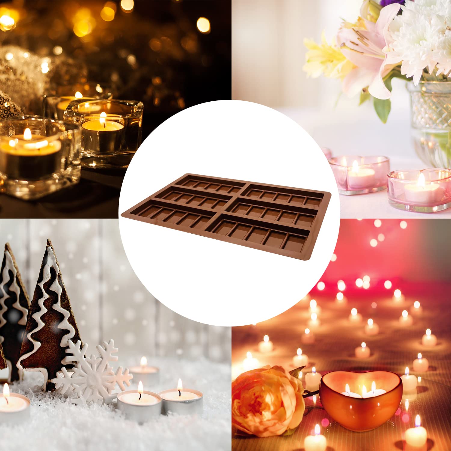 2 Pcs Silicone Wax Melt Molds - Rectangle Chocolate Bar Molds for DIY Candles, Soap Making & Baking - Perfect for Home, Gifts & Party Decorations