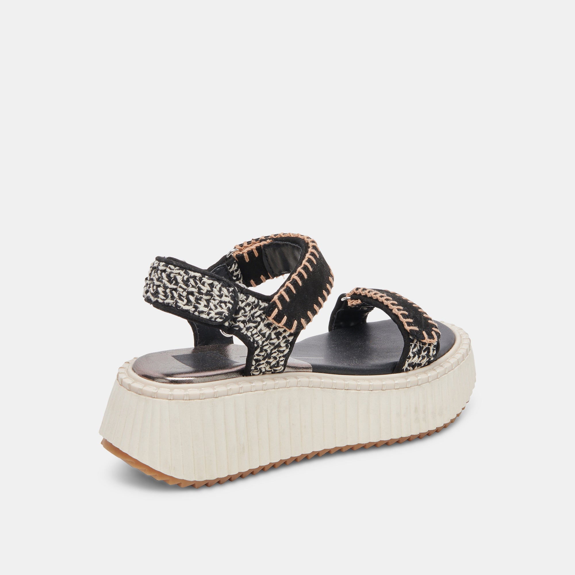 DEBRA Women's Black & White Nubuck Sandals - Comfortable Casual Slip-On Shoes for Beach, Walking & Summer Outfits