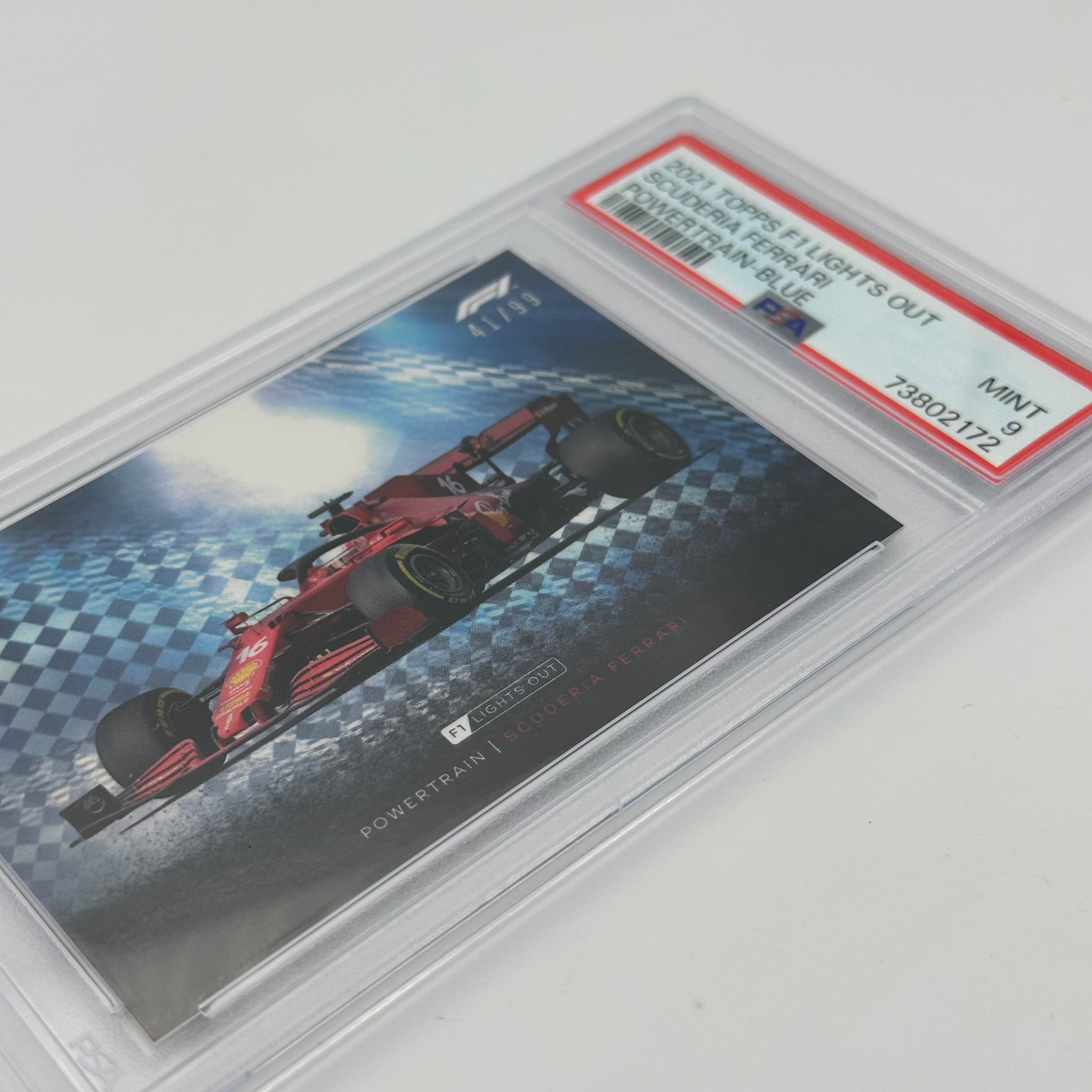 PSA 9 Graded 41/99 Scuderia Ferrari Powertrain Blue - Rare Collectible for Racing Fans & Display in Home or Office