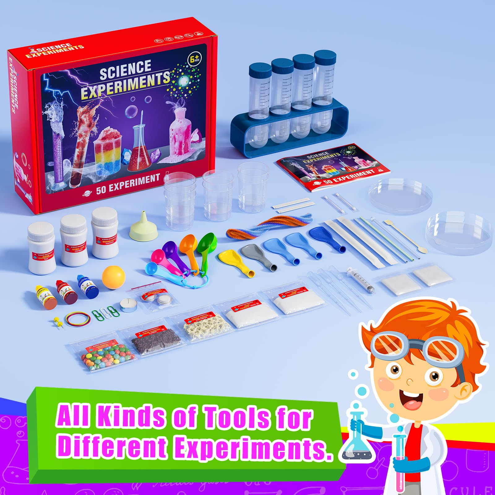 50+ STEM Science Experiments Kit for Kids Ages 4-12 - Educational Science Lab Toys for Boys & Girls, Fun Learning Projects for Classroom & Home Schooling - Perfect Birthday & Christmas Gift for Young Scientists
