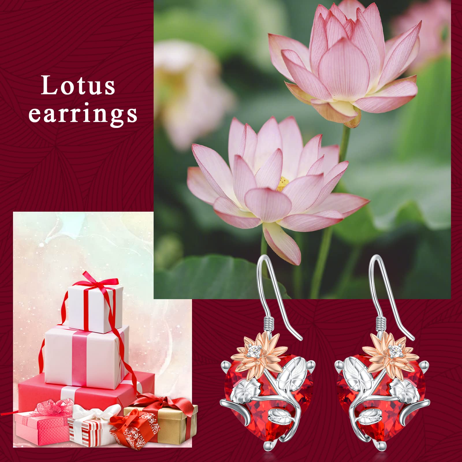 TOUPOP Sterling Silver Birth Month Flower Drop Earrings for Women - Crystal Dangle Earrings, Birthday Jewelry Gifts for Her, Girls | Perfect for Valentine's Day, Anniversary & Special Occasions