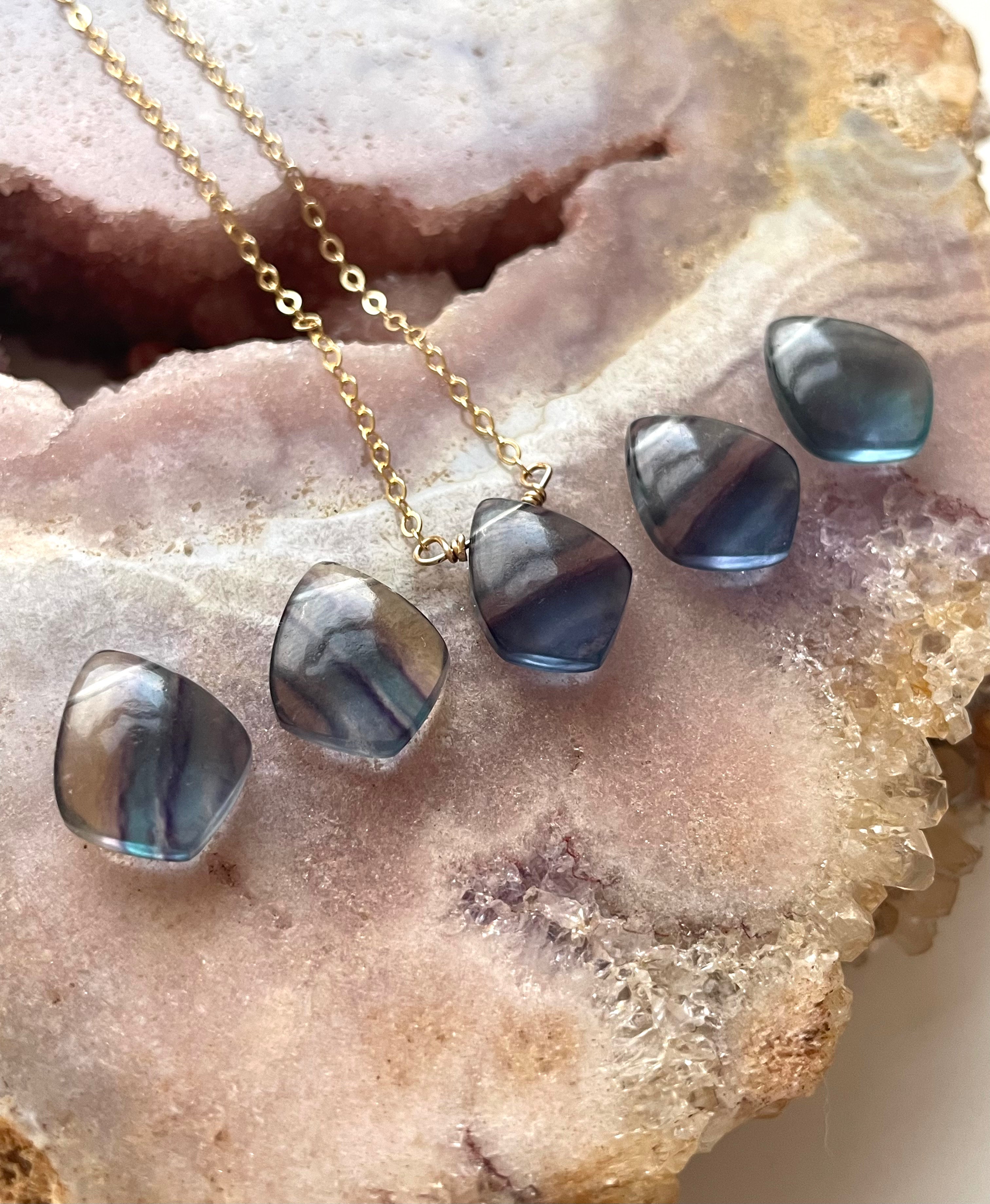 Rainbow Fluorite Pendant Necklace - Healing Crystal Jewelry for Women - Elegant Spiritual Gift for Meditation, Energy Balancing & Chakra Healing