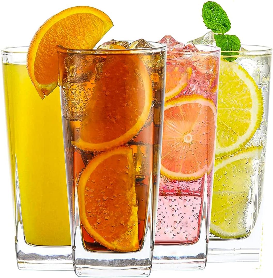 Premium 300ml Highball Glasses Set - WRINGO Crystal Clear Tumbler & Cocktail Drinking Glasses for Home Bar, Parties, Everyday Use - Perfect for Whiskey, Mojito, Iced Tea & Beverages