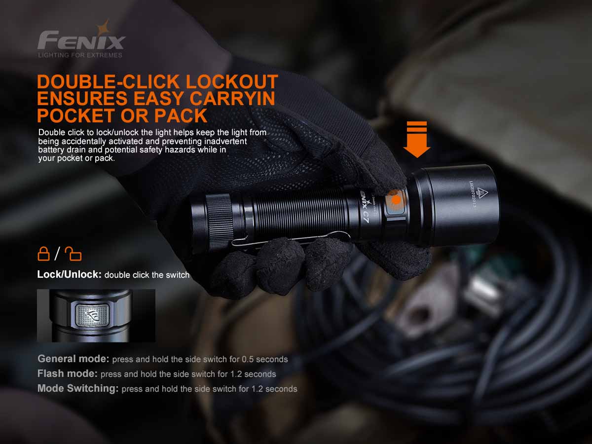 Fenix C7 Rechargeable LED Work Flashlight - 1000 Lumens, IP68 Waterproof, Durable for Construction, Camping, Hiking & Emergency Use