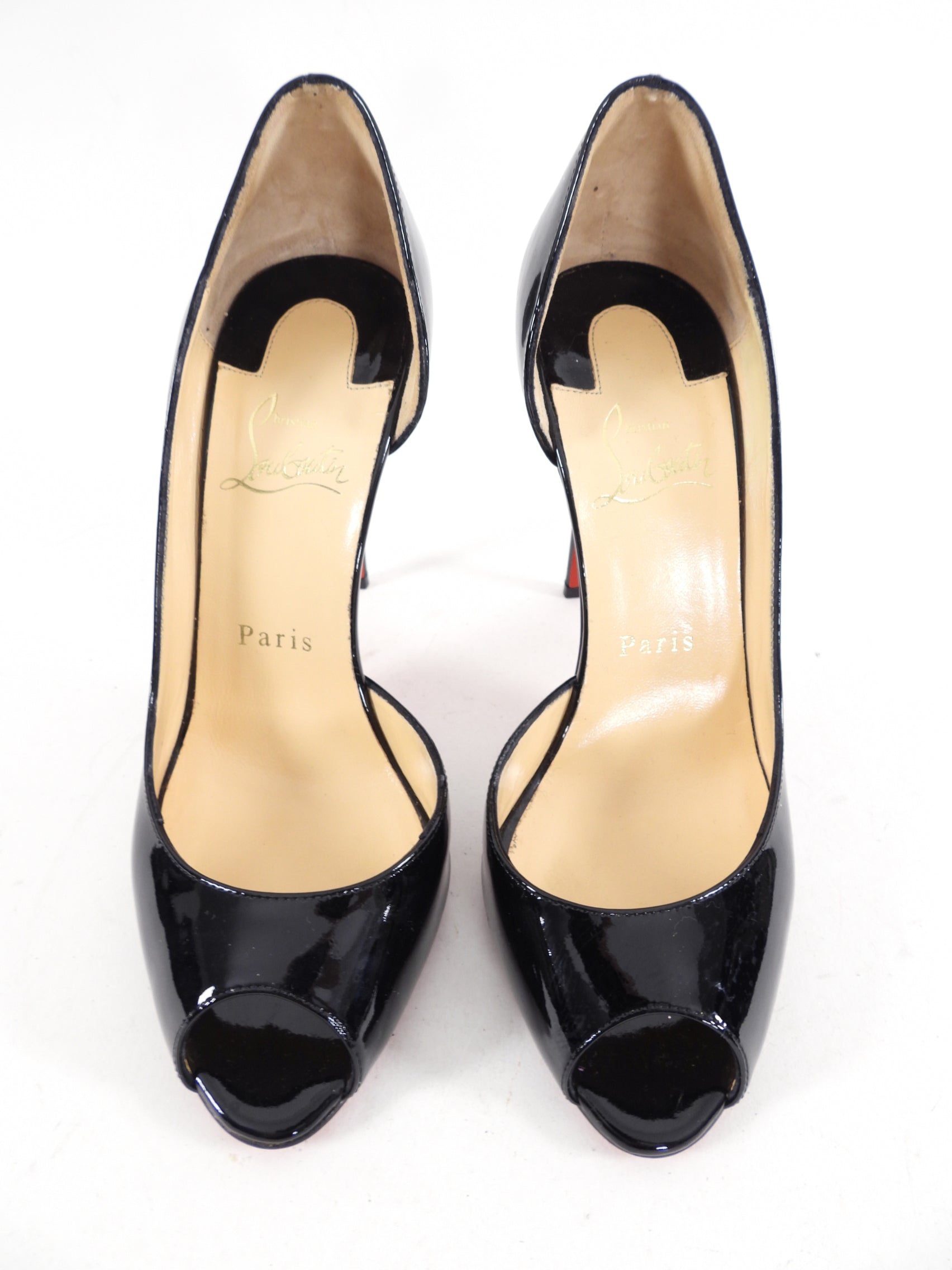 Christian Louboutin Black Patent Leather Demi You 100mm Pumps Size 37 - Elegant High Heels for Women, Perfect for Evening Parties, Weddings & Special Occasions