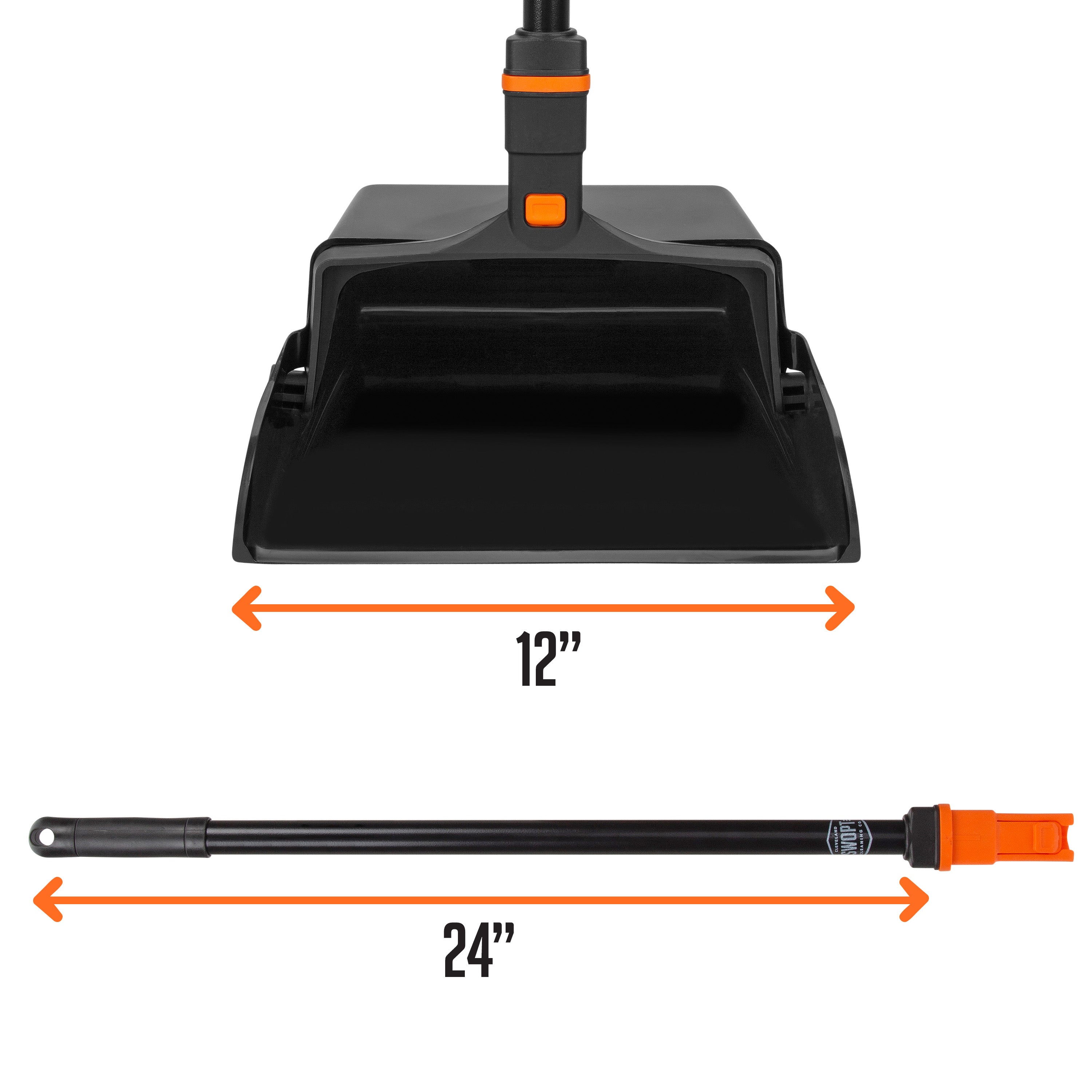 12 Inch Upright Dust Pan with Long Handle - Heavy Duty Broom and Dustpan Set for Hardwood Floors, Tile, Laminate - Ideal for Home, Office, Kitchen Cleaning