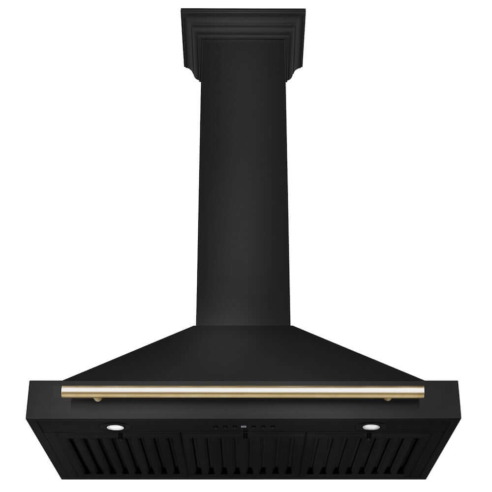 ZLINE Autograph Edition 36 Inch Black Stainless Steel Wall Mount Range Hood with Accent Handle (BSKB4Z 36) - Professional Kitchen Ventilation for Modern Homes & Restaurants