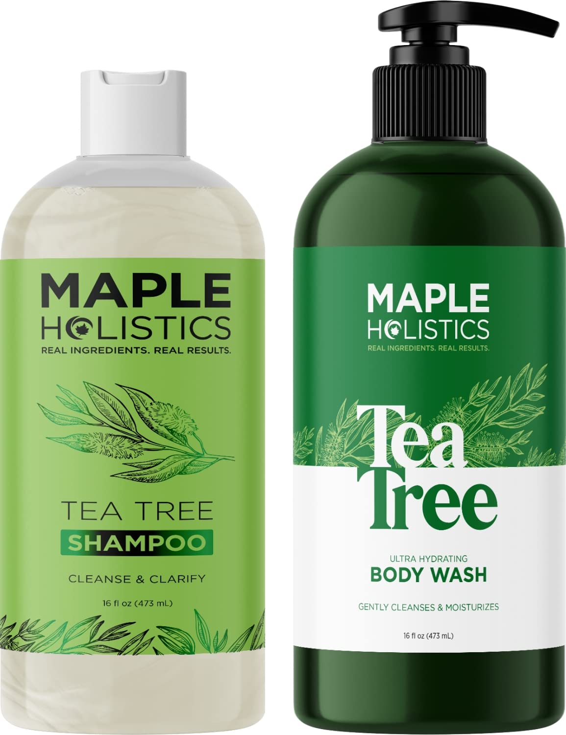 Tea Tree Oil Shampoo & Body Wash Set - Deep Cleansing for Dry & Oily Skin & Hair with Essential Oils | Refreshing Shower Routine for Men & Women | Perfect for Daily Aromatherapy & Scalp Care