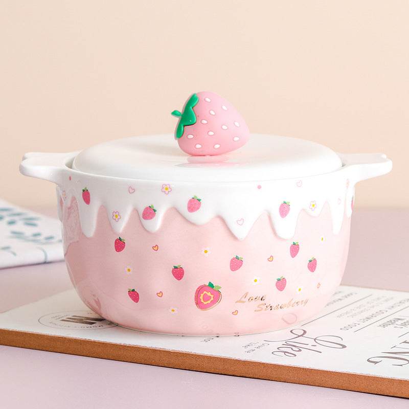 Ichigo Nabe - Cute Kawaii Ramen Noodle Bowl with Strawberry Design | Perfect for Anime Lovers & Japanese Food Enthusiasts | Great for Home Dining, Gifts & Cosplay Props
