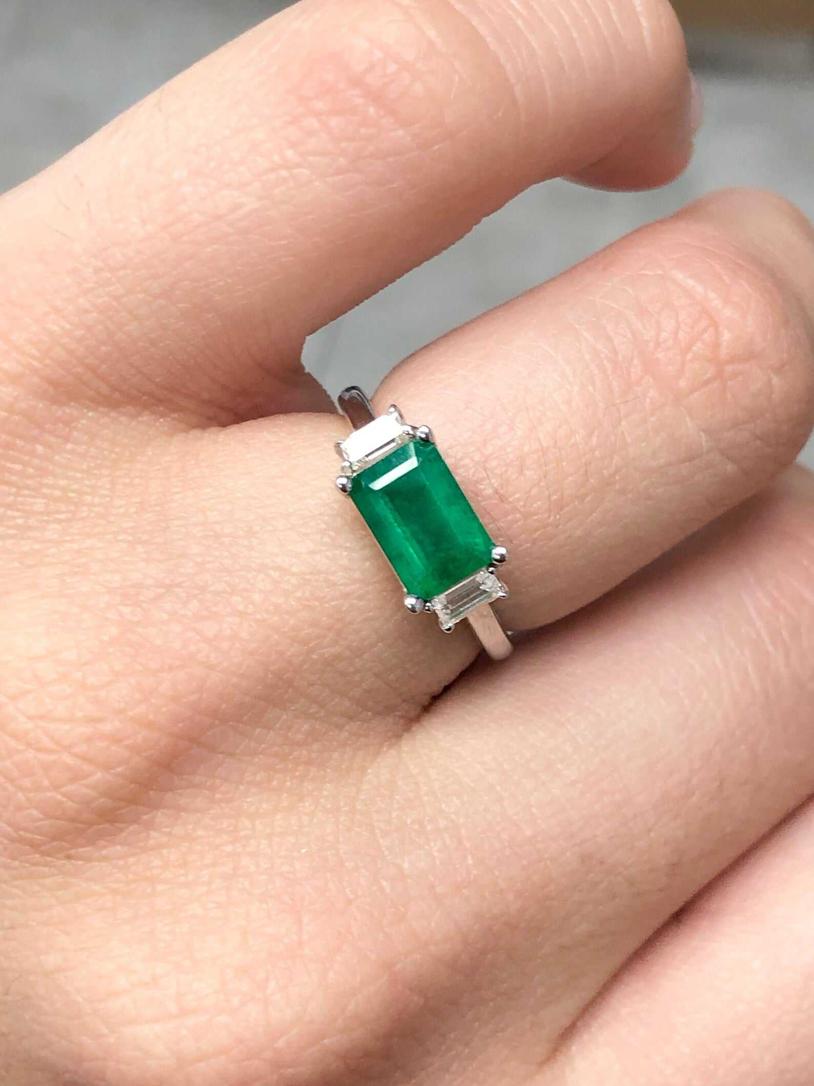 2.0tcw Emerald Cut East to West Baguette Diamond Ring in 14K Gold - Elegant Three Stone Engagement Ring for Women, Perfect for Proposals, Anniversaries & Special Occasions