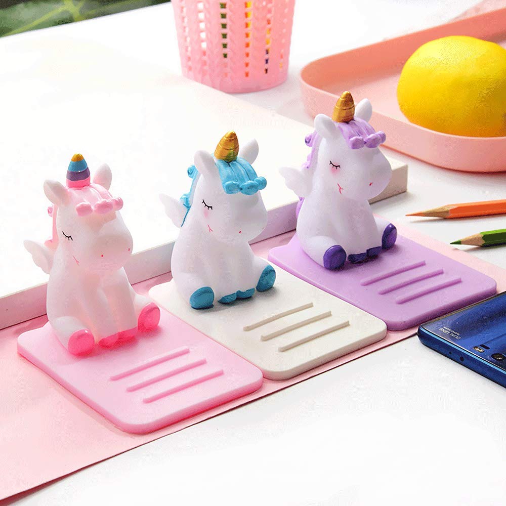 3 Pack Adjustable Unicorn Phone Stand Holder - Cute Cartoon Desktop Cell Phone Dock for Girls - Multi-Function Smartphone Accessory for Home, Office & Car Use - Perfect Gift for Unicorn Lovers