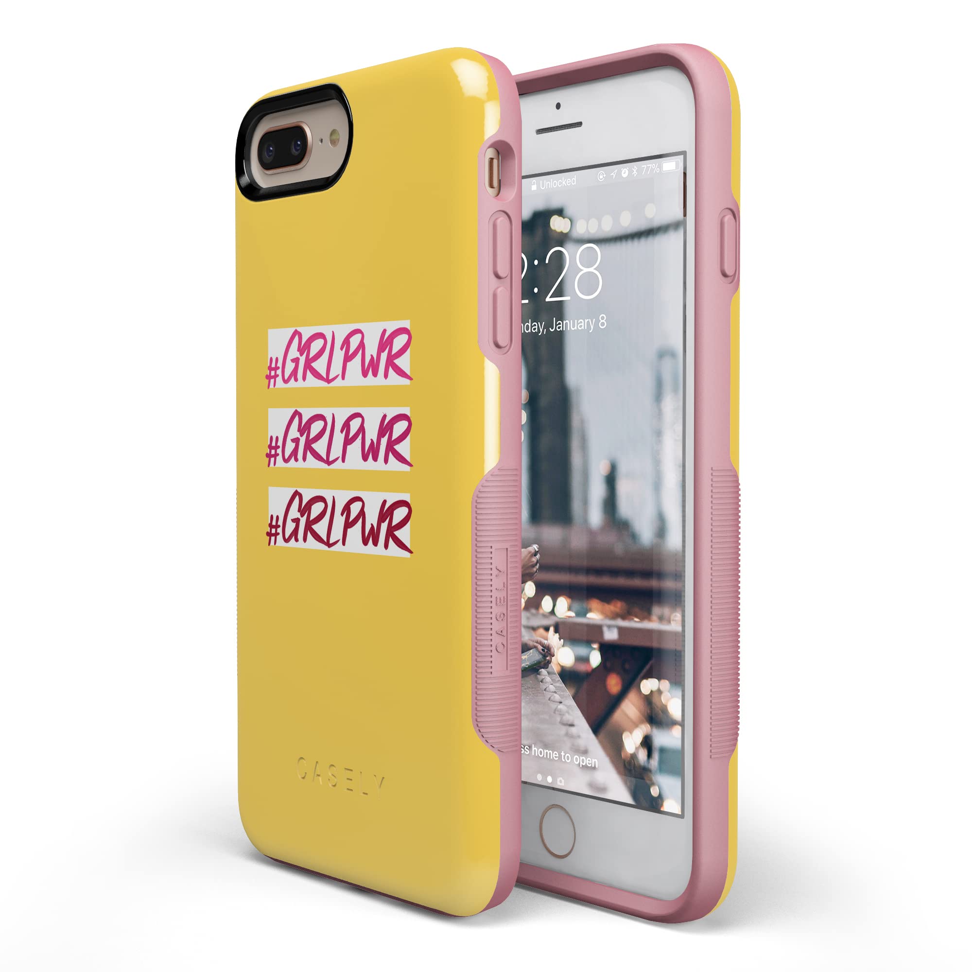 Casely iPhone 6/7/8 Plus Case - #GRLPWR Triple Threat Protective Phone Cover | Slim Shockproof Case for Women, Girls | Perfect for Work, School & Everyday Use