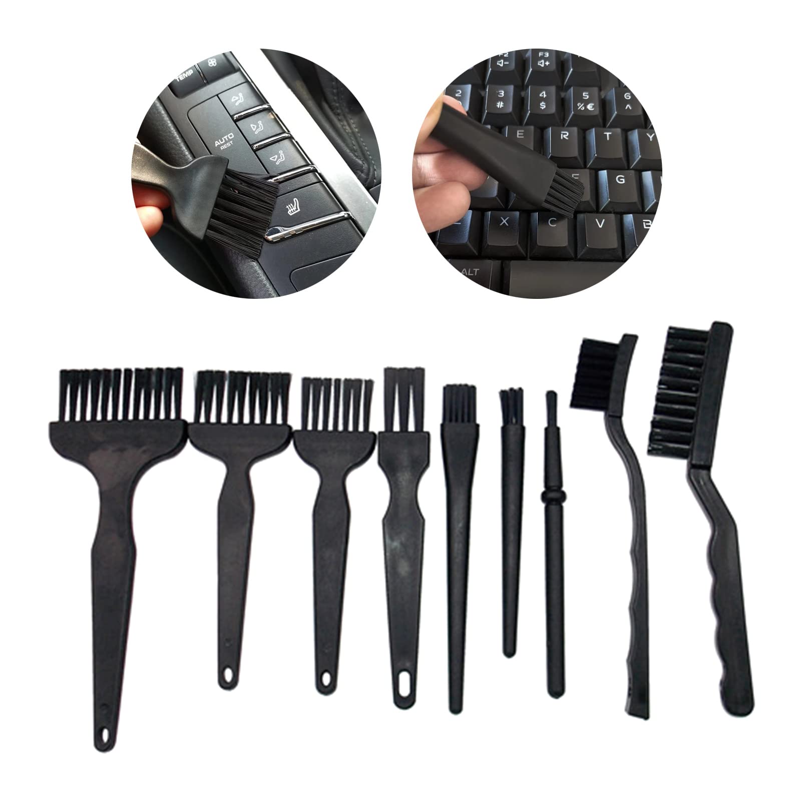 9-Piece Anti-Static Brush Set - Straight & Crank Handle PCB Circuit Board Cleaning Brushes for Electronics Repair, Home, Office & Car - ESD Safe Multi-Purpose Cleaning Tool Kit for PCBs, Keyboards & Small Parts