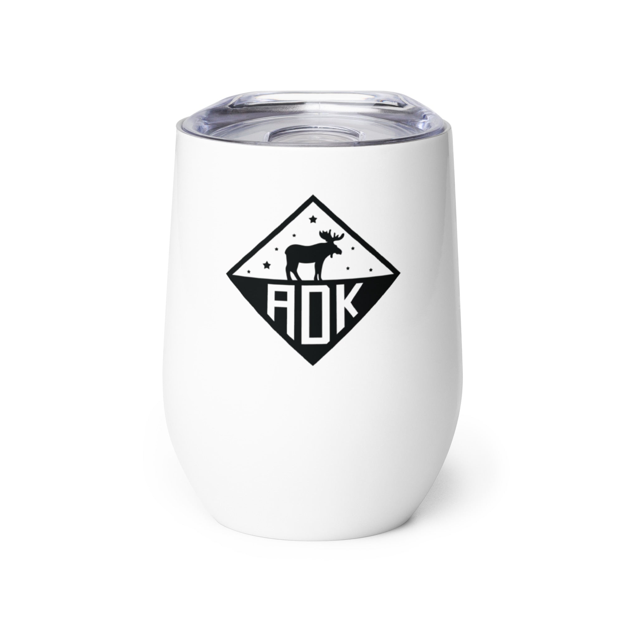 Insulated Wine Tumbler with Lid - 16oz Stainless Steel Moose Trekker Design for Outdoor Adventures, Camping & Picnics