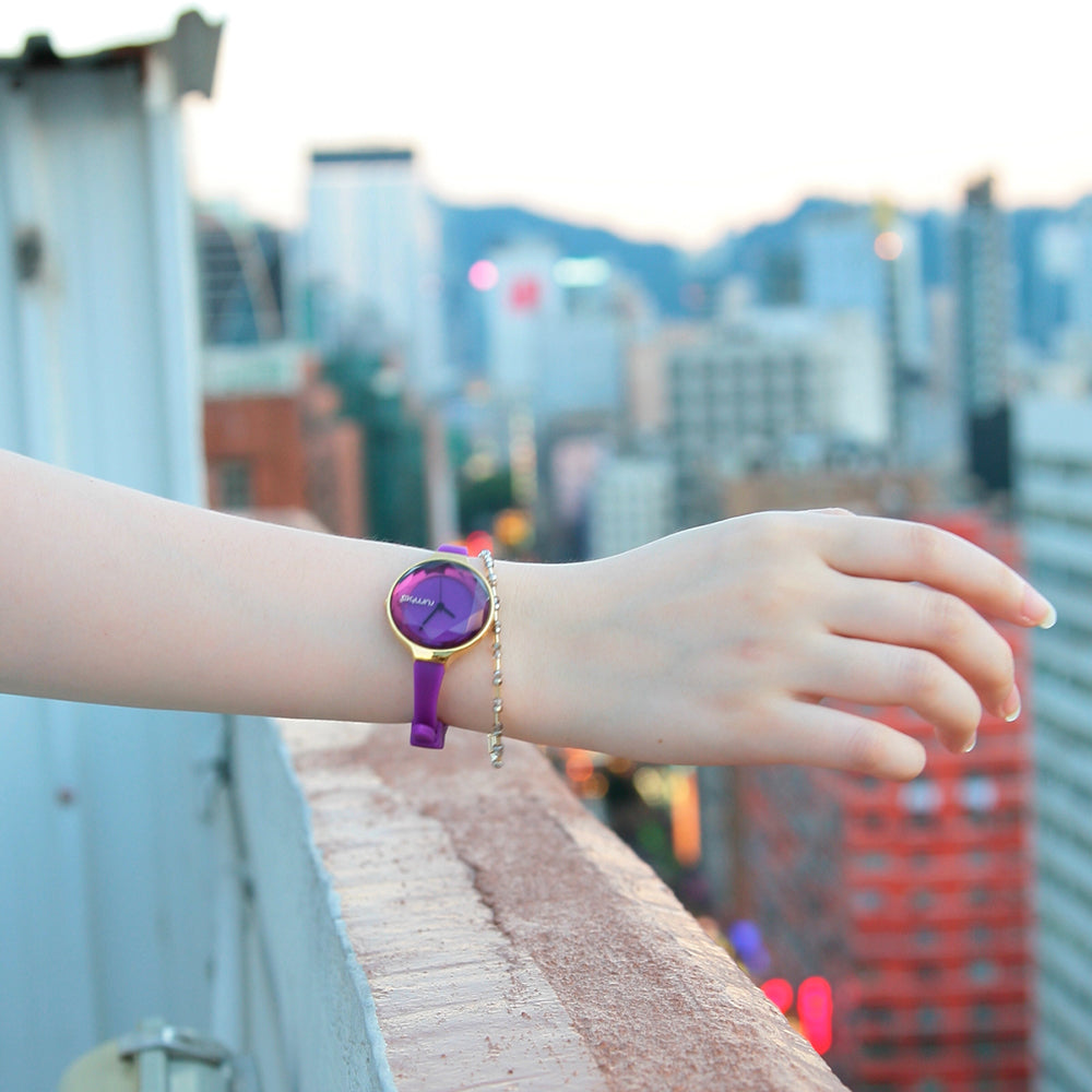 Orchard Gem Watch with Genuine Amethyst Stone - Elegant Purple Crystal Watch for Women | Perfect for Everyday Wear, Office, and Special Occasions