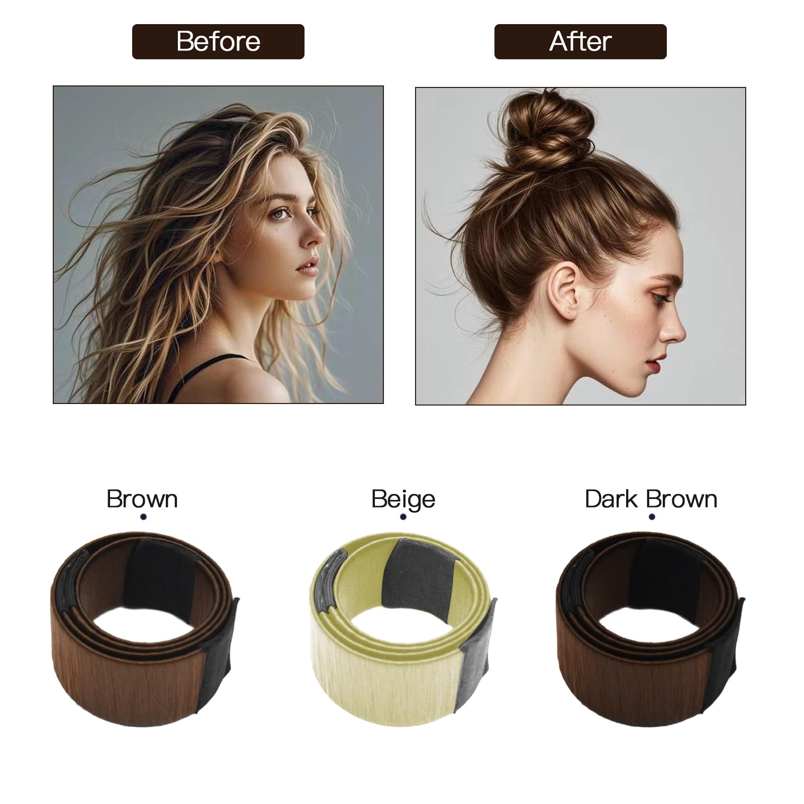 4-Piece Hair Bun Maker Set - Magic Hair Donut for Women & Kids | DIY Bun Shaper for Ballerina, Ponytail & Updo Hairstyles | Perfect for Long Hair | Great for School, Dance, Wedding & Everyday Styling