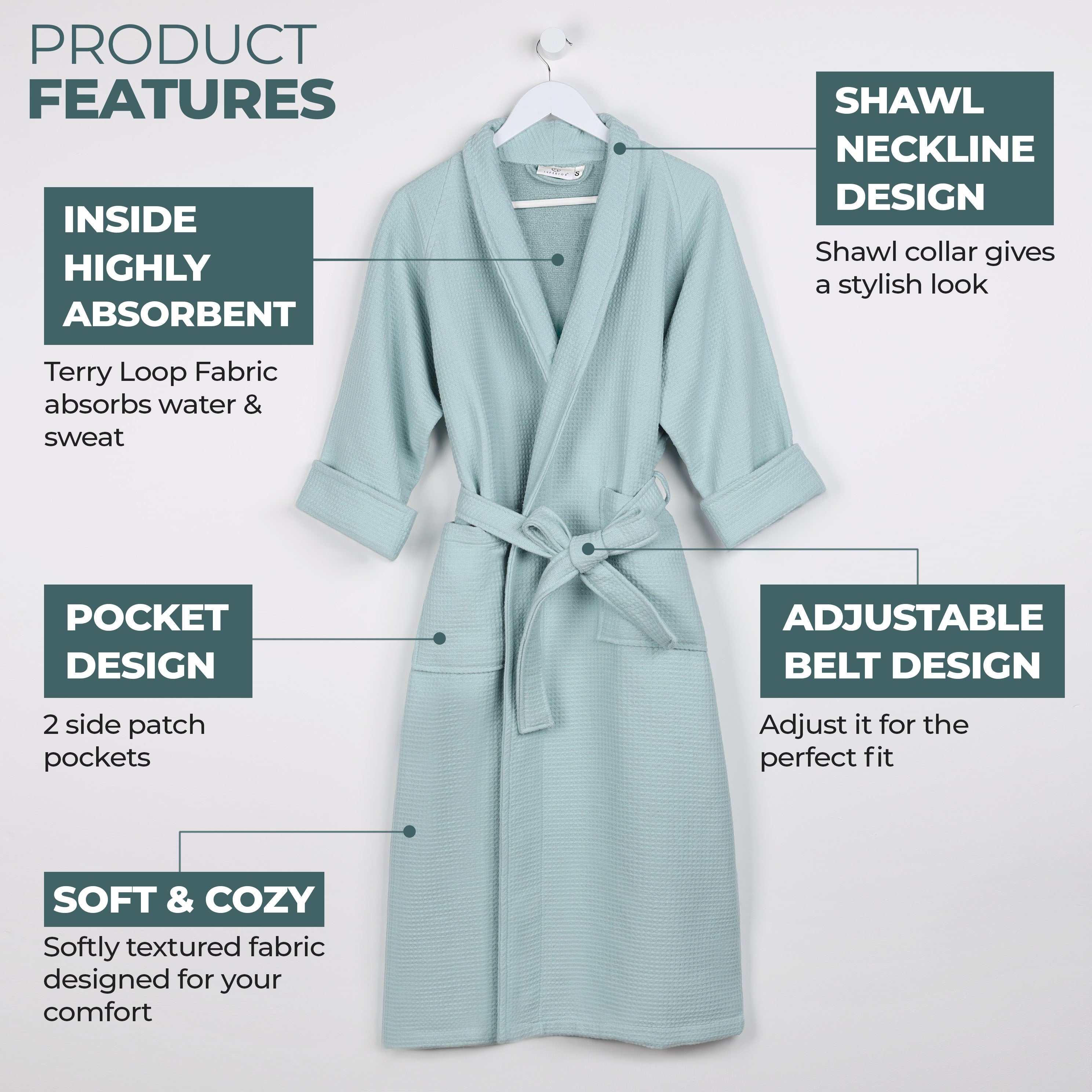 Premium Waffle Weave Cotton Bathrobe - Ultra Soft & Lightweight Unisex Oversized Robe for Men & Women | Perfect for Spa, Lounge & Post-Shower Comfort