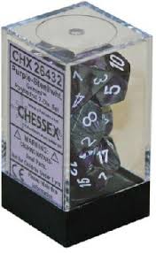 Chessex Polyhedral 7-Dice Set - Gemini Series Purple Steel with White Numbers | RPG Dice for Dungeons & Dragons, Pathfinder, and Tabletop Gaming