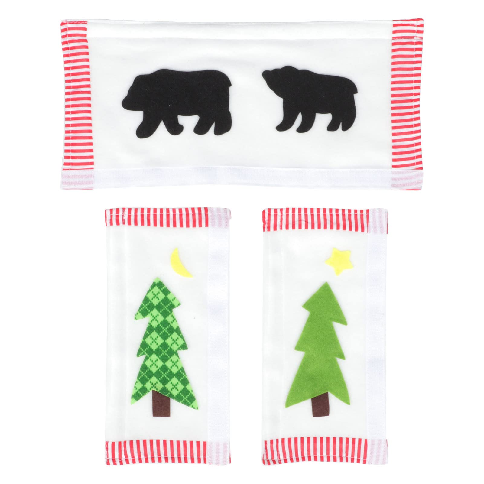 Amosfun 3-Piece Refrigerator Door Handle Covers - Christmas Tree & Bear Pattern Kitchen Appliance Protectors | Soft Fabric Grips for Fridge, Microwave & Dishwasher | Holiday Home Decor & Kitchen Accessories (Perfect for Festive Kitchen Upgrades & Appliance Protection)