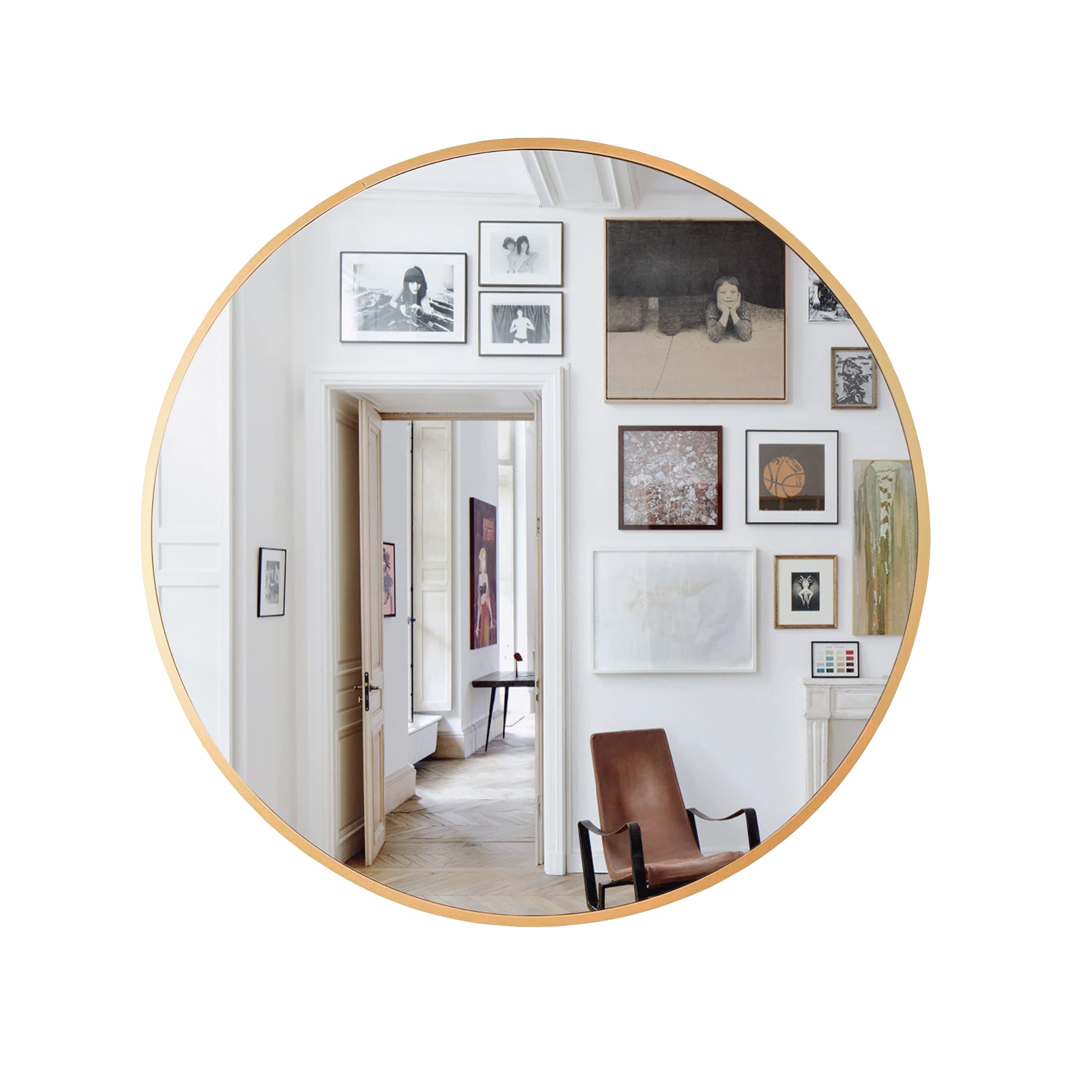 20-Inch Gold Round Wall Mirror - Elegant Home Decor for Living Room, Bedroom & Entryway | Kinger Home