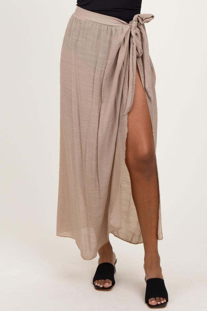 Beige Loose Beach Cover Up Skirt for Women - Flowy Summer Swimwear Wrap - Perfect for Poolside, Vacation & Boho Outfits