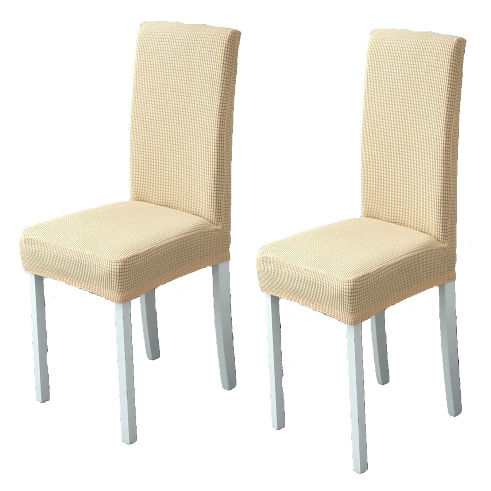Stretch Dining Room Chair Covers - Non-Slip Removable Slipcovers for Parson Chairs | Home Decor Kitchen Chair Protectors (Cream, Set of 2) - Perfect for Family Gatherings & Dinner Parties