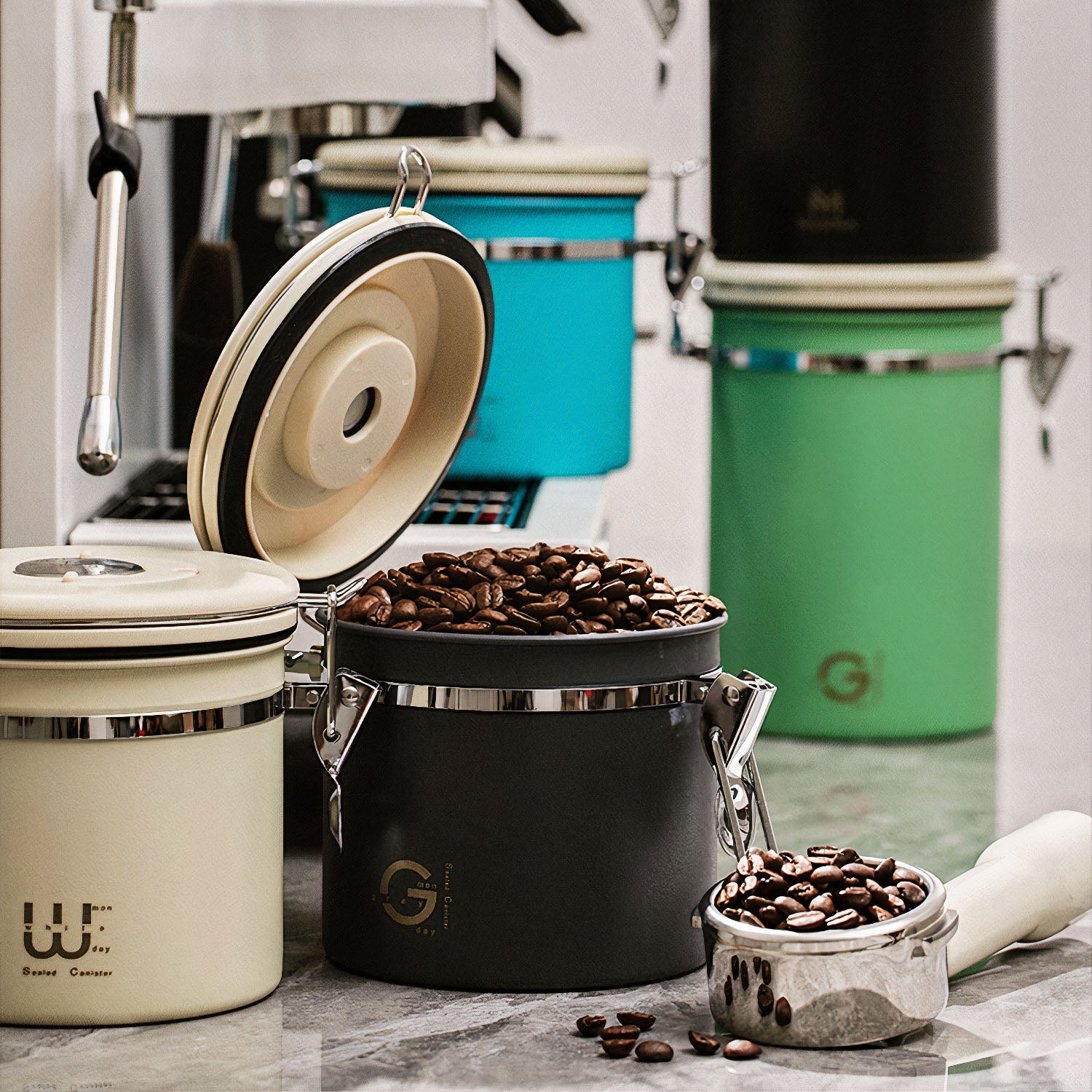Premium Airtight Coffee Bean Storage Canister - 16oz Vacuum-Sealed Container for Freshness - Ideal for Kitchen, Pantry & Coffee Bar Organization
