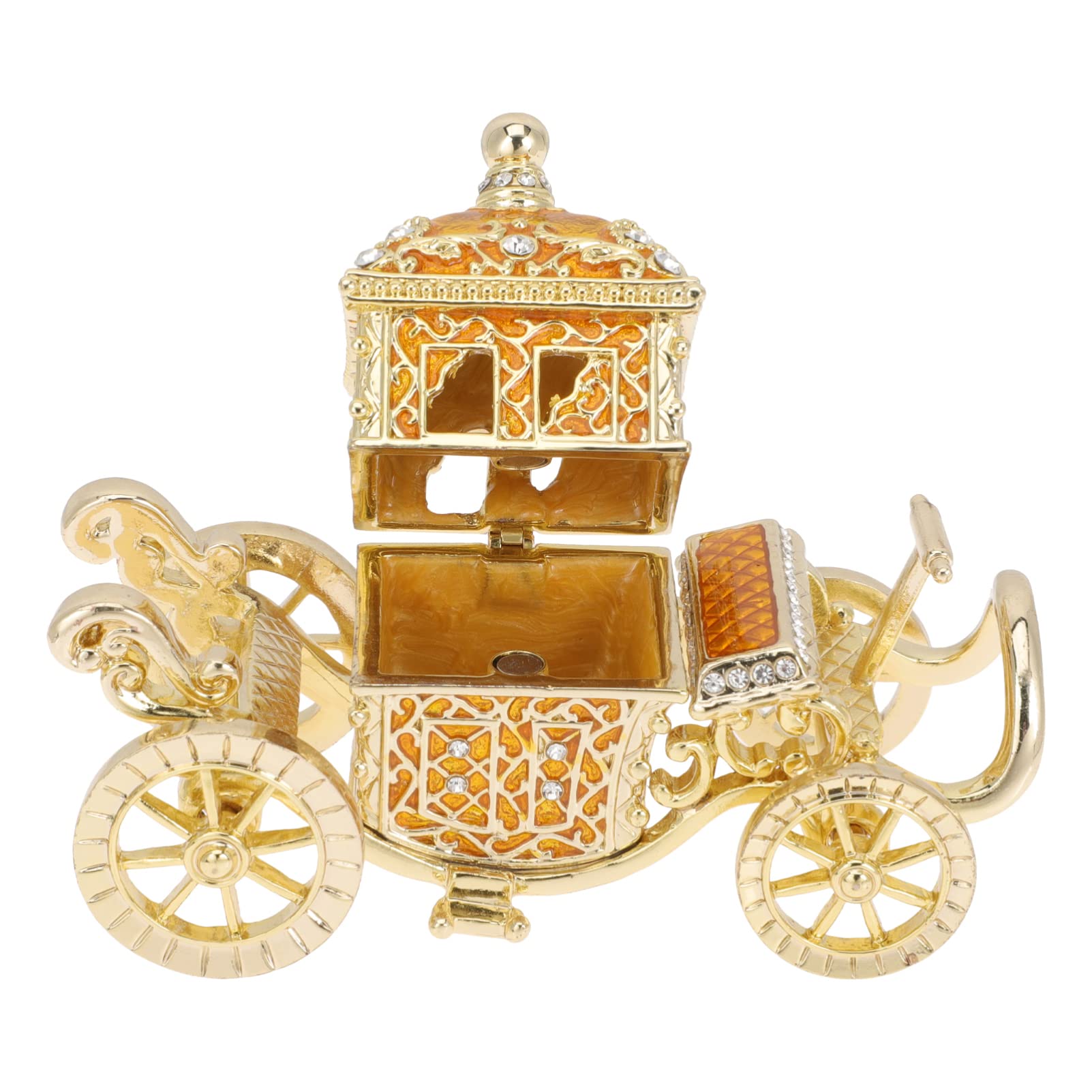 Beavorty Pumpkin Carriage Jewelry Box - Hinged Decorative Trinket Chest for Necklaces & Rings, Candy Storage Box, Perfect Gift for Women & Girls | Home Decor, Wedding Centerpiece, Birthday Present