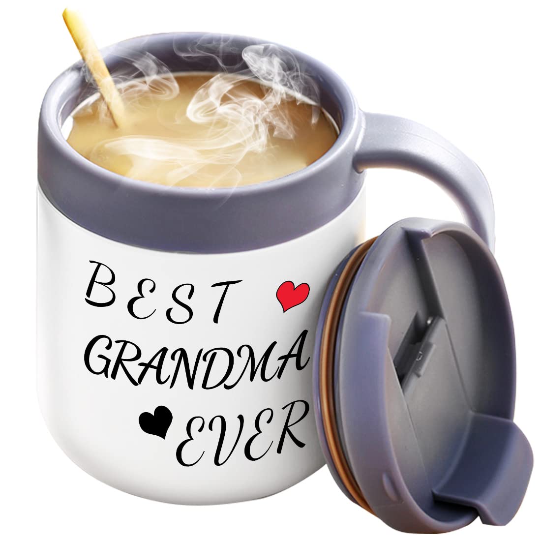 **Insulated Travel Tea & Coffee Mug with Handle and Lid - Perfect Gift for Grandma, Women, Birthday, Christmas & Mother's Day - Ideal for Home, Office & Travel**