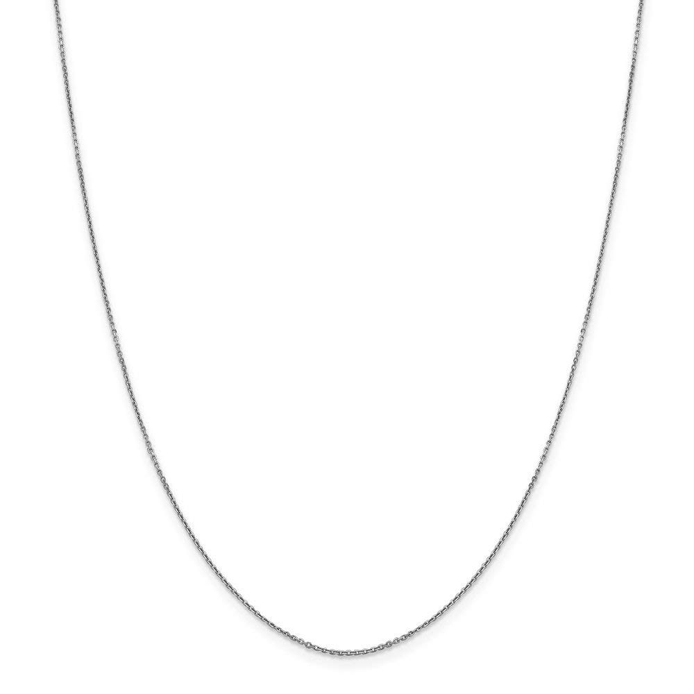 14K White Gold 0.90mm Diamond Cut Cable Chain Necklace for Women - 16