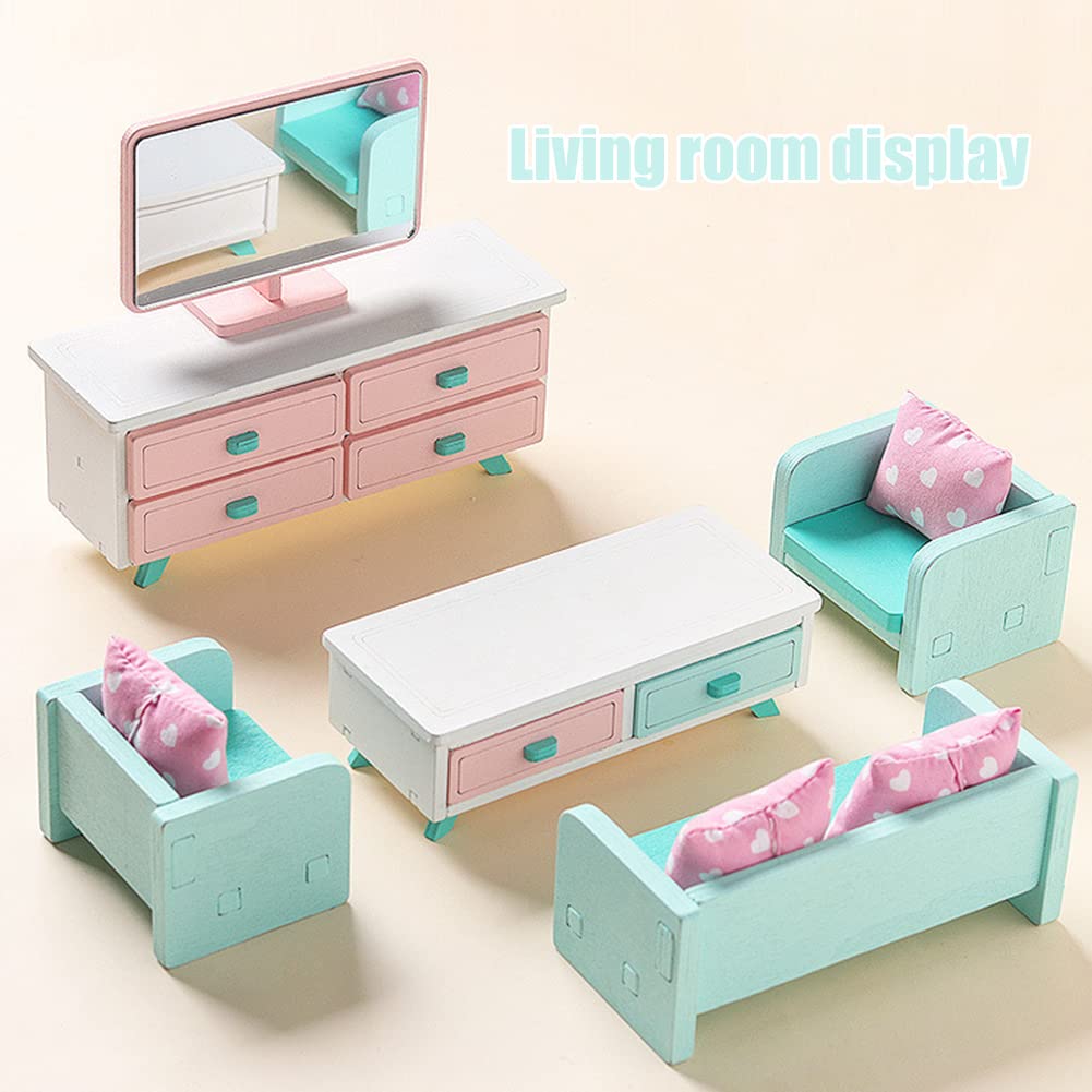 **Ikasus Miniature Wooden Dollhouse Furniture Set - Kitchen, Restaurant, Living Room & Bedroom Accessories | Cute Dollhouse Furnishings & Toy Gift for Kids | Perfect for Playtime, Room Decor & Collectibles**